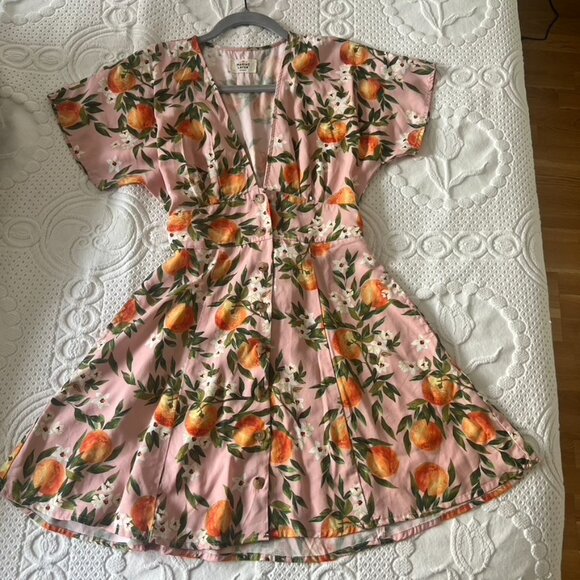 Marine Layer Women’s Camila Dress Oranges Print Size XS - Picture 5 of 9